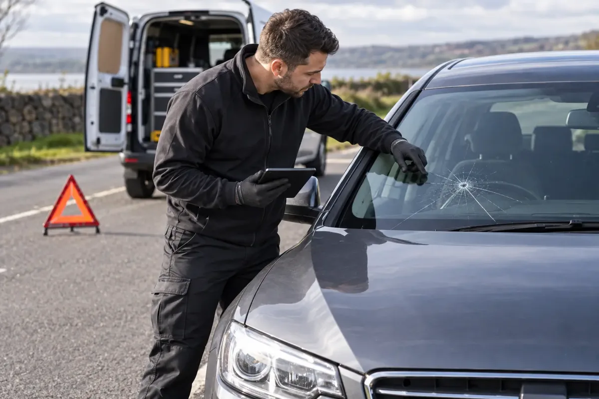 Adas Windscreen Calibration – vehicle glazing technician at work