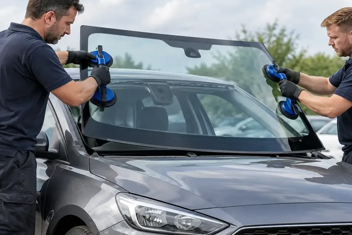 Car Windscreen Replacement – vehicle glazing technician at work